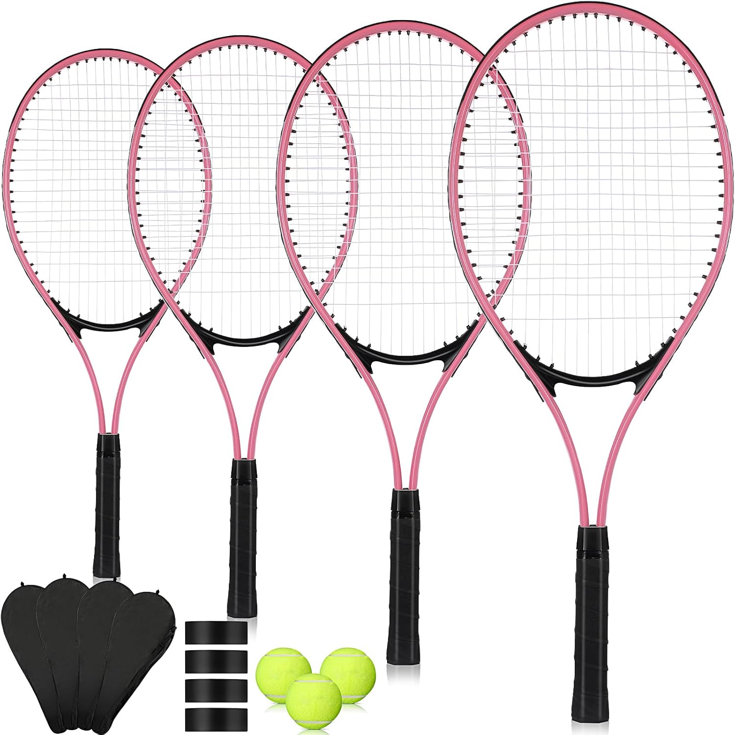 Set of Four Adult Recreational Tennis Rackets