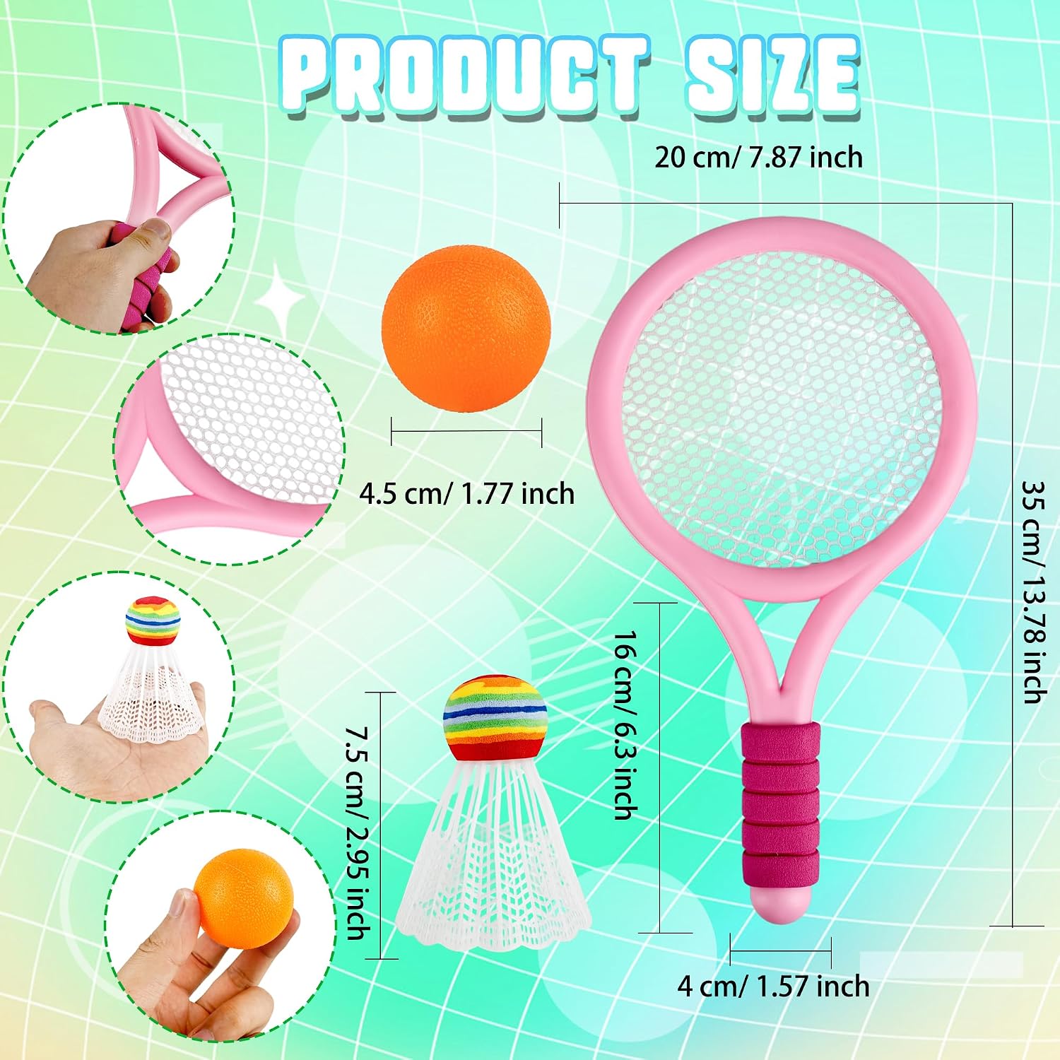 12Piece Children's Plastic Tennis Racket Set - Image 2